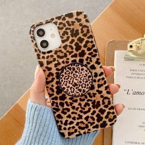 iPhone 13 12 Pro Max 12 11 Case Leopard With Holder Brown